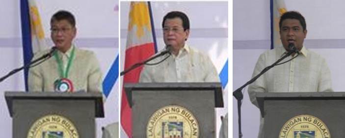 (from left) Executive Secretary Paquito Ochoa, Bulacan Governor Wilhelmino Sy-Alvarado and Malolos Mayor Atty Christian Natividad while delivering their messages.