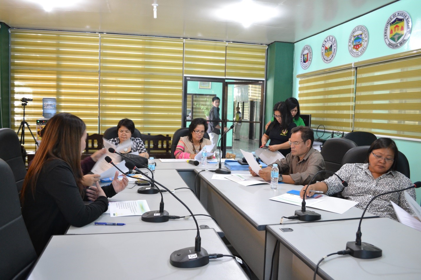 The LTIA Regional Awards Committee cum Regional Evaluation Team during the LTIA Organizational Meeting and Initial Table Evaluation (from left to right) MED Chief Lerrie S. Hernandez; RTC Exec. Judge Divina Luz P. Aquino-Simbulan; RD Florida M. Dijan; Fr. Noel R. Sibal of PPCRP; and, Virginia V. Guarin, Local Coordinator of APC-FDM Pampanga