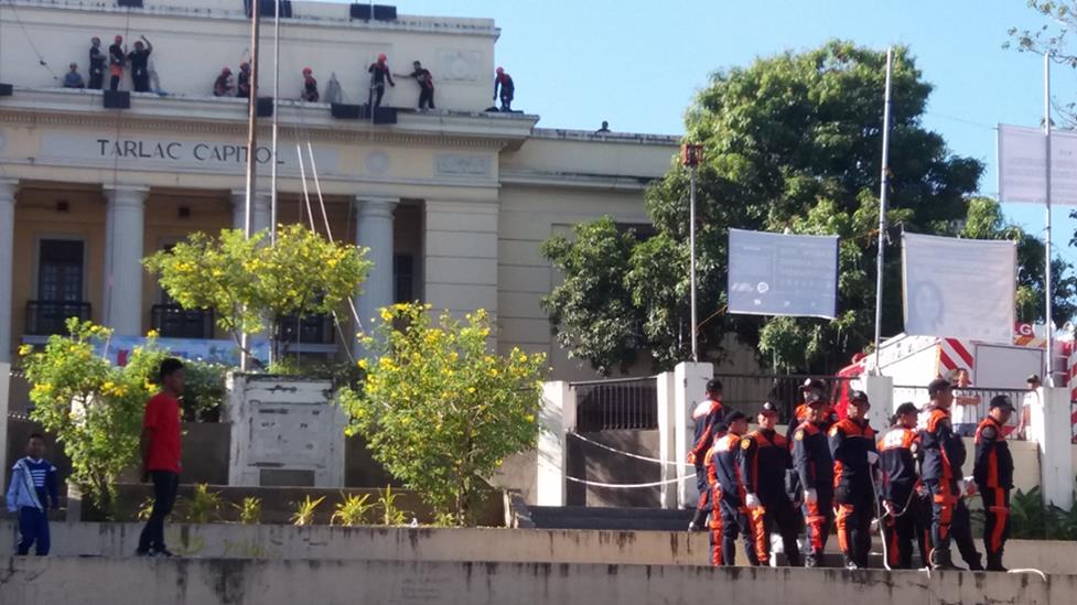 SAFETY FIRST. BFP Tarlac workforce, as they showcase their physical strength and firefighting abilities in the Simulation Exercises held during the Fire Prevention Month Kick-Off Ceremony on March 1 in front of the Provincial Capitol.