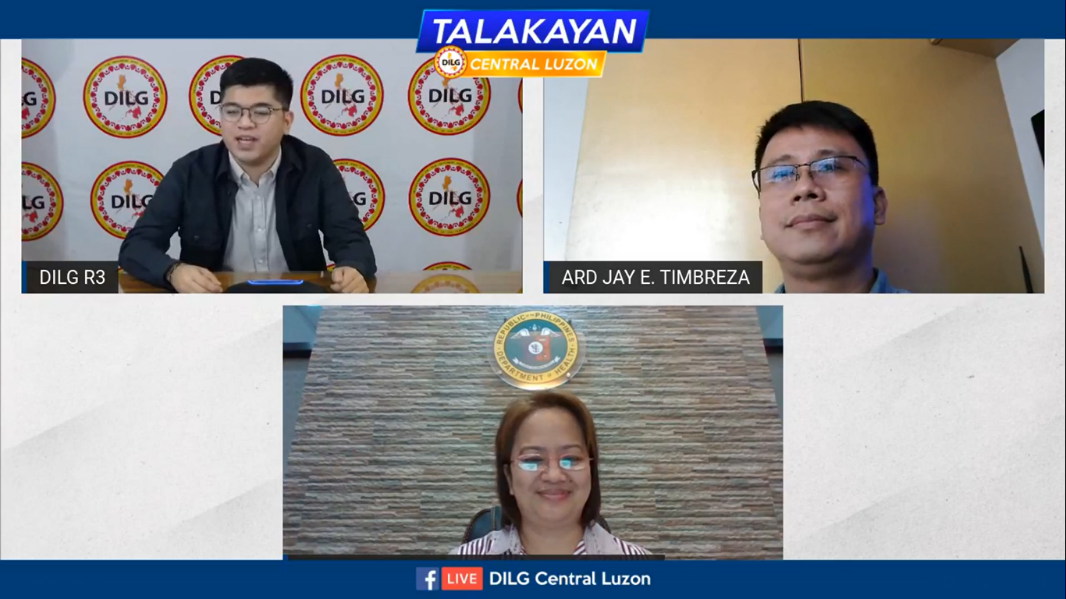 (lower photo) DOH Region III Regional Director Corazon Flores provides updates on the COVID 19 situation and status of vaccination program in the region with ARD Jay Timbreza and PDO Jairo Singian (above photos)